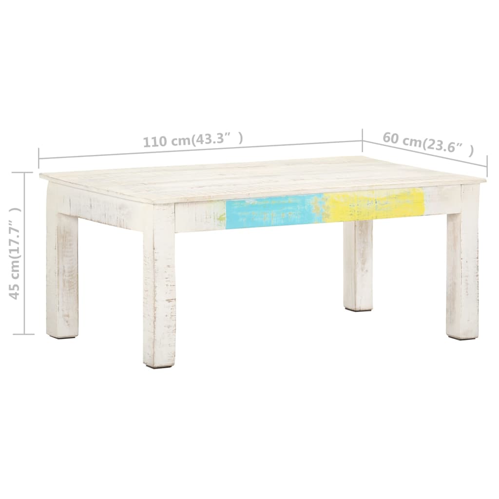 Coffee Table White 43.3&quot;X23.6&quot;X17.7&quot; Solid Mango Wood