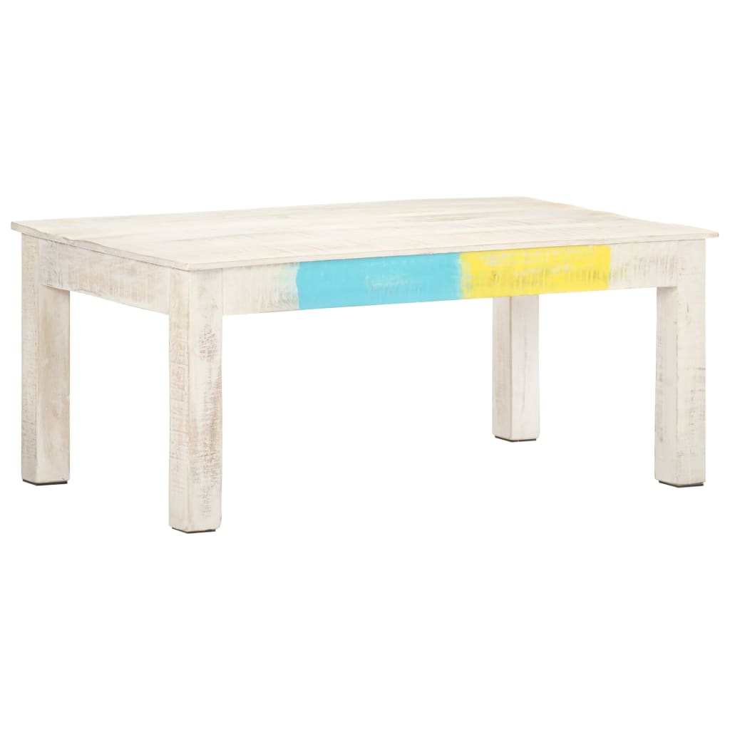 Coffee Table White 43.3&quot;X23.6&quot;X17.7&quot; Solid Mango Wood