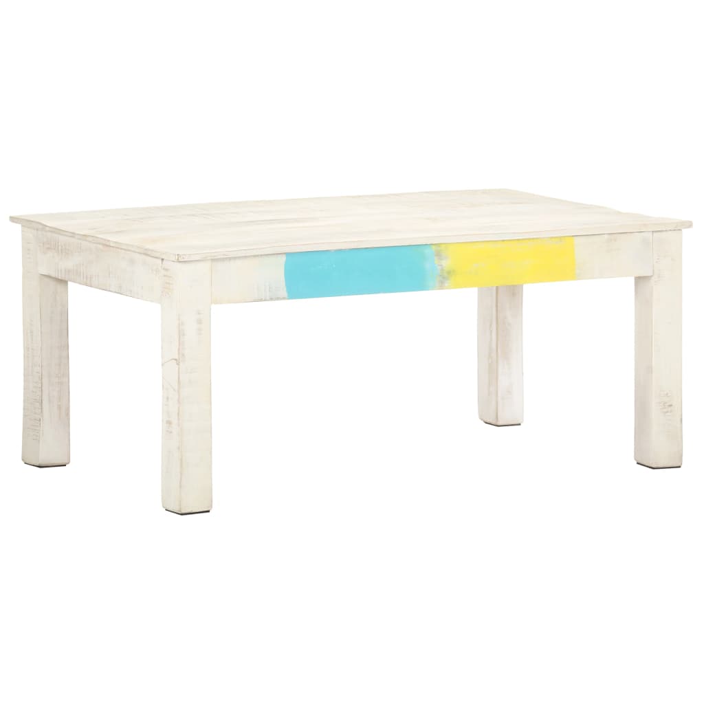 Coffee Table White 43.3&quot;X23.6&quot;X17.7&quot; Solid Mango Wood