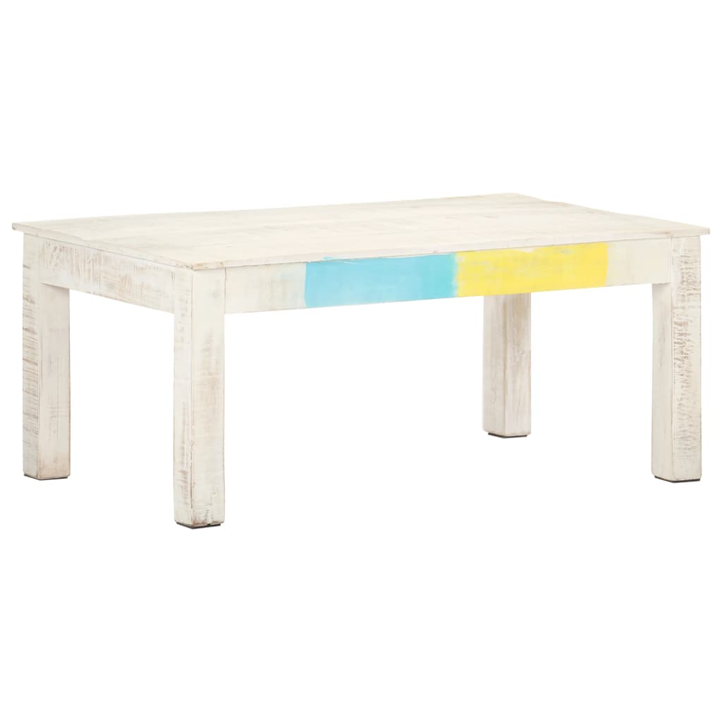 Coffee Table White 43.3&quot;X23.6&quot;X17.7&quot; Solid Mango Wood