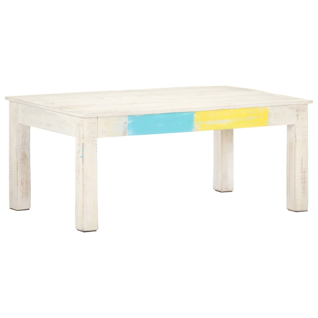 Coffee Table White 43.3&quot;X23.6&quot;X17.7&quot; Solid Mango Wood