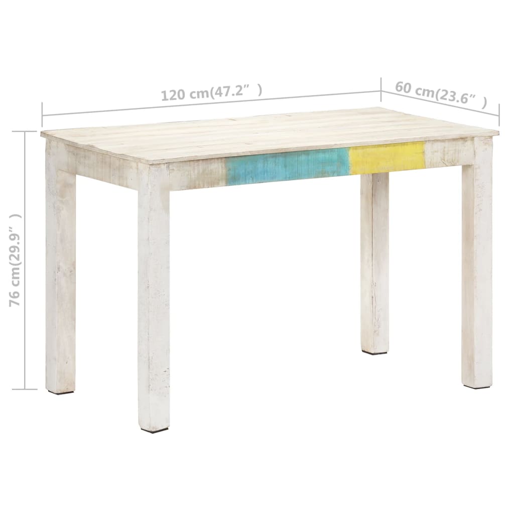 Dining Table White Solid Mango Wood