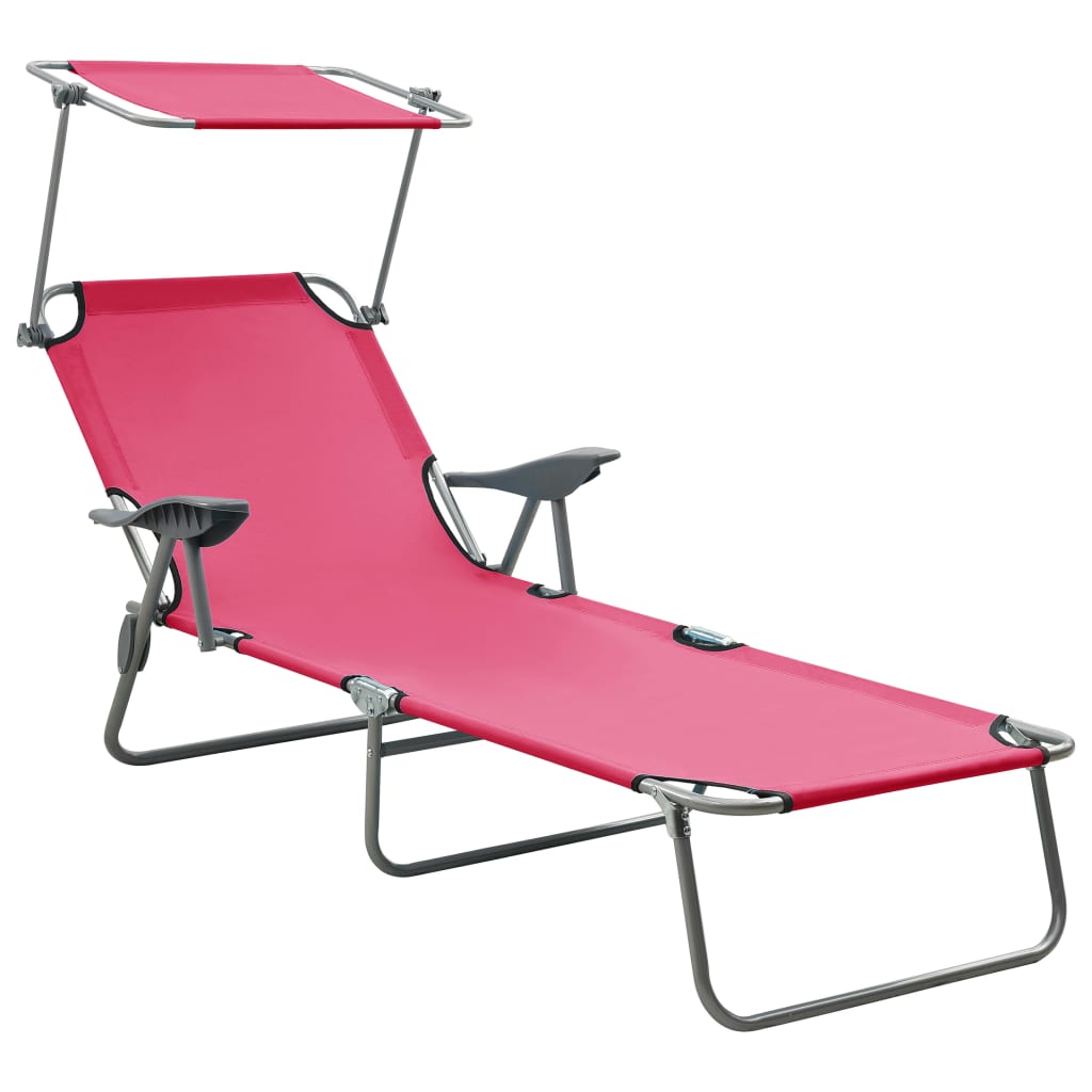 Sun Lounger With Canopy Steel