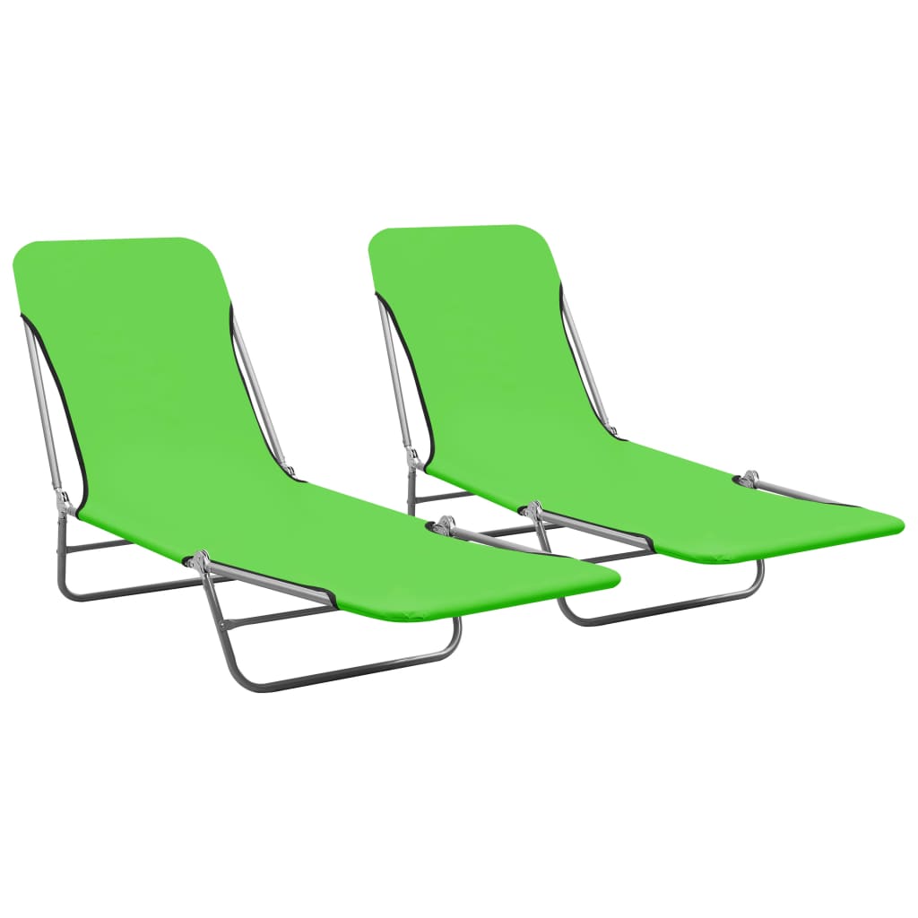 Folding Sun Loungers 2 Pcs Steel And Fabric