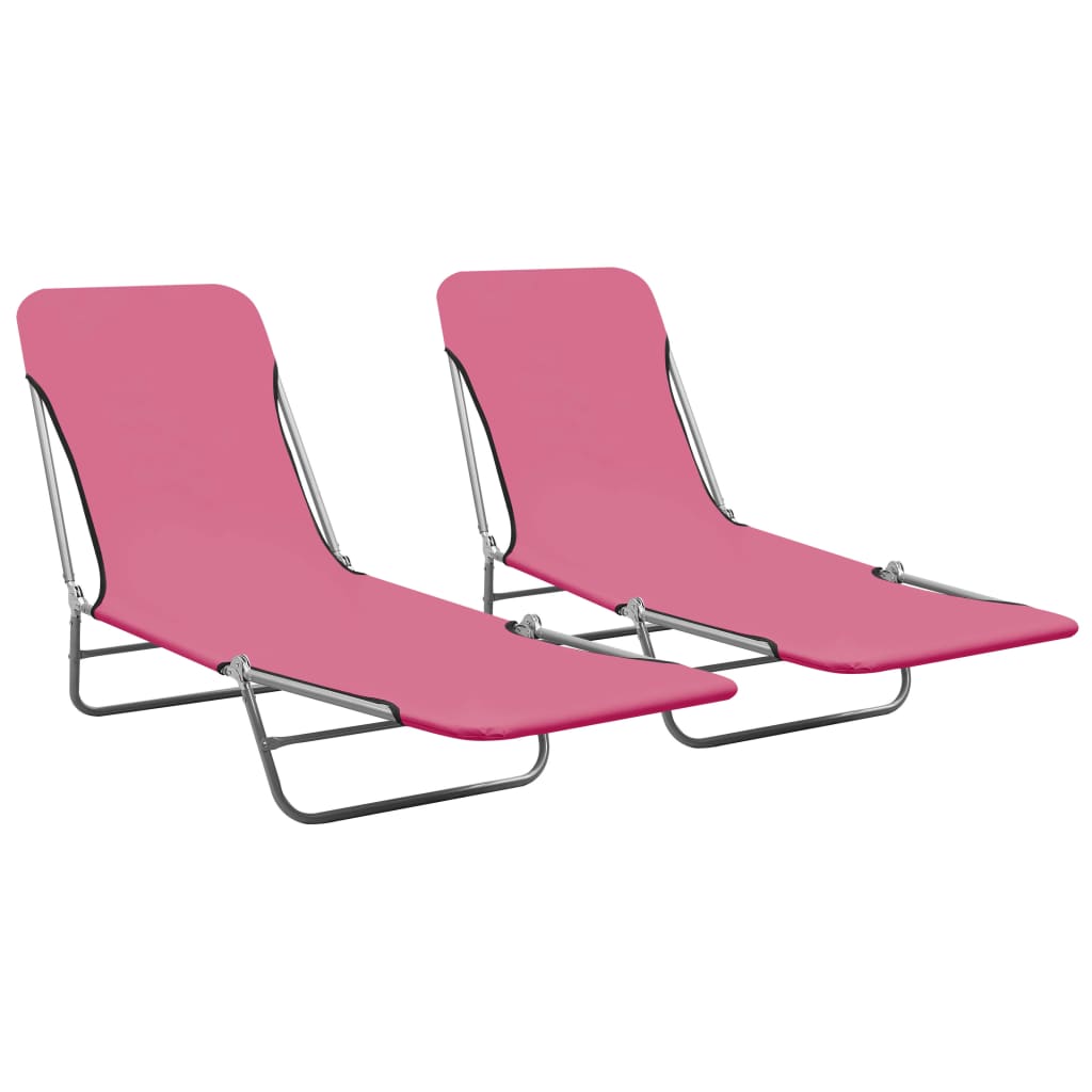 Folding Sun Loungers 2 Pcs Steel And Fabric