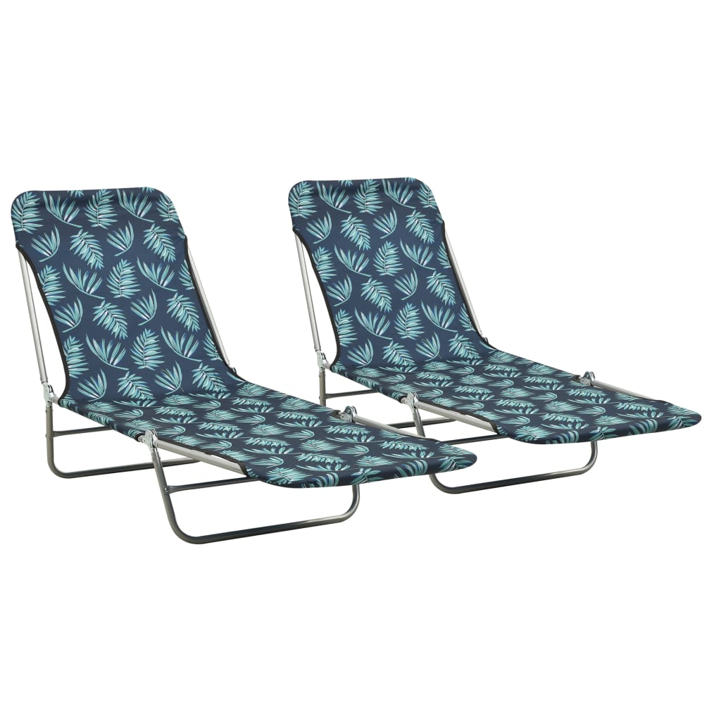 Folding Sun Loungers 2 Pcs Steel And Fabric