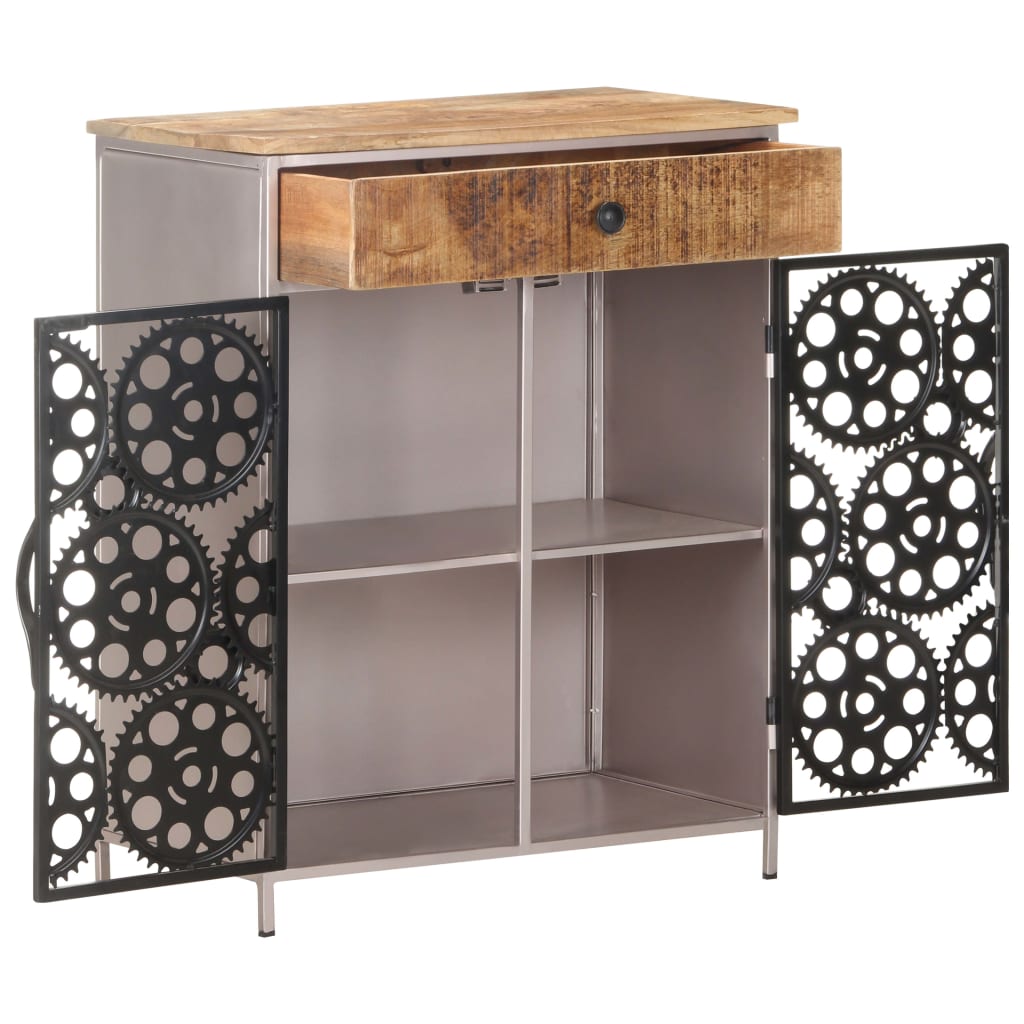 Sideboard 23.6&quot;X13.8&quot;X29.5&quot; Rough Mango Wood & Iron