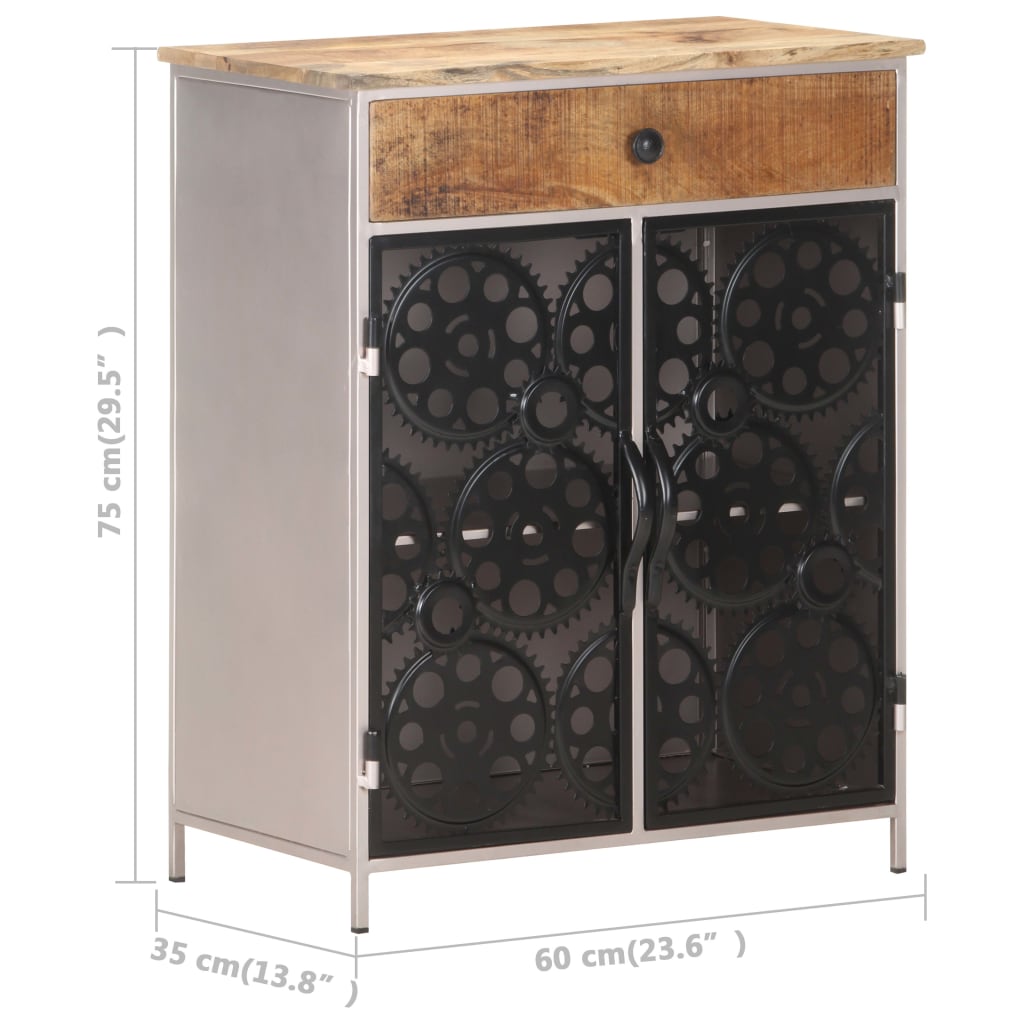 Sideboard 23.6&quot;X13.8&quot;X29.5&quot; Rough Mango Wood & Iron