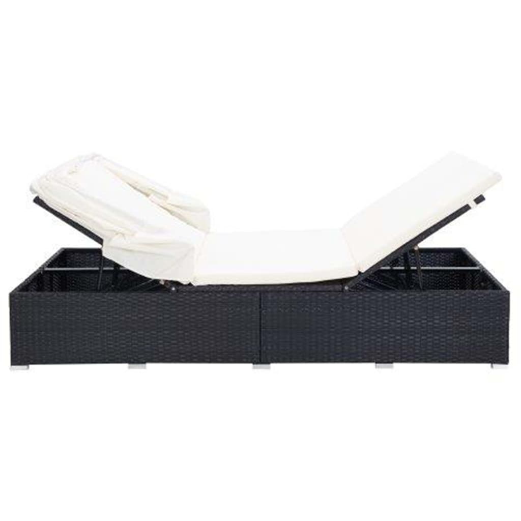 2-Person Sunbed With Cushion Poly Rattan