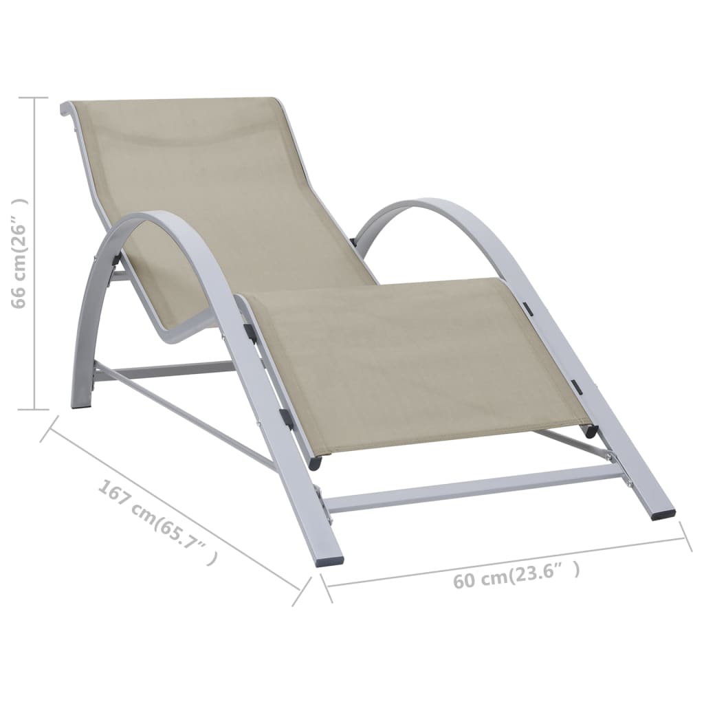 Sun Loungers 2 Pcs With Table Aluminum Cream