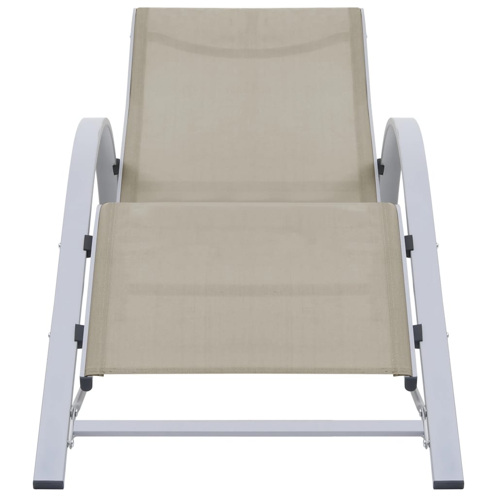 Sun Loungers 2 Pcs With Table Aluminum Cream