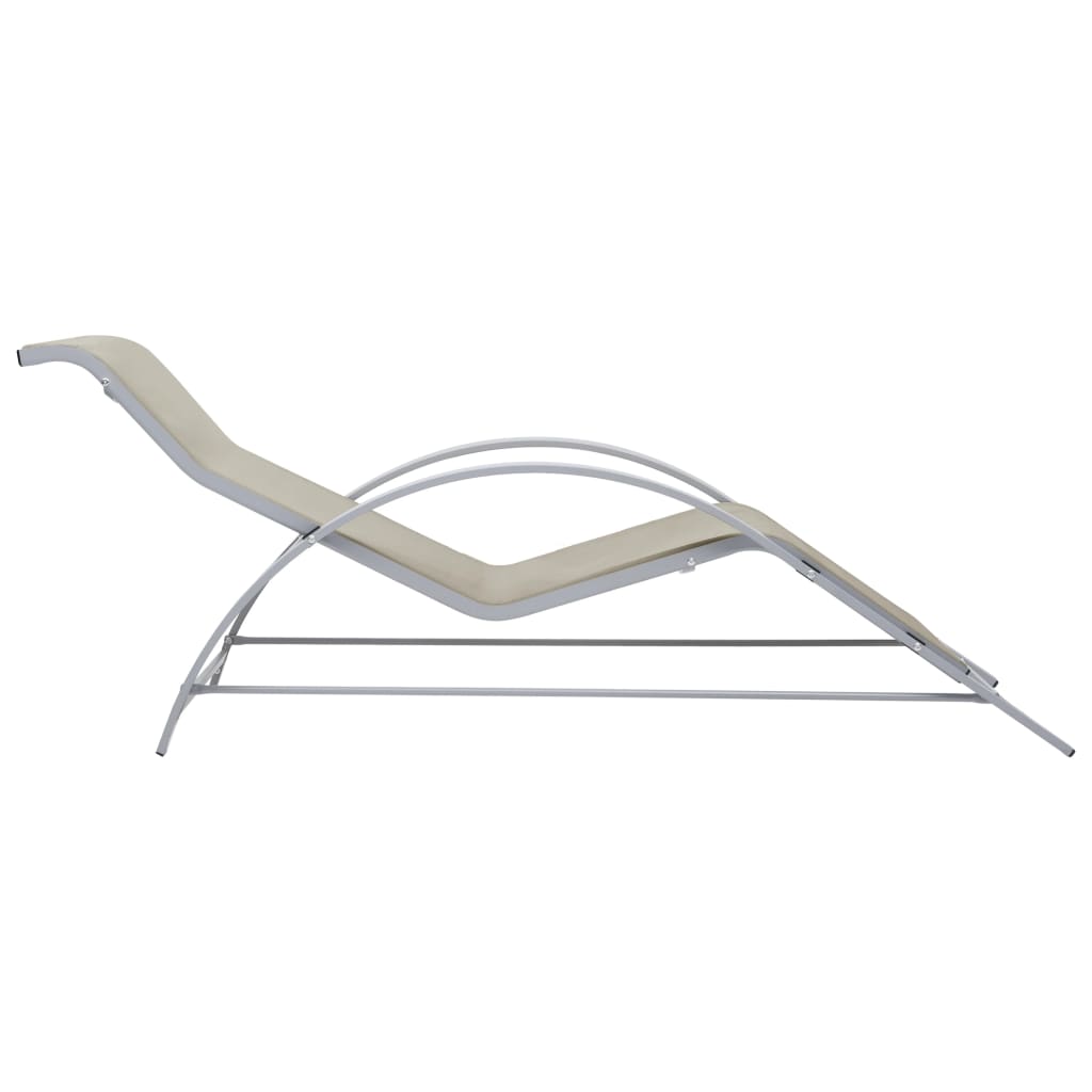 Sun Loungers 2 Pcs With Table Aluminum Cream