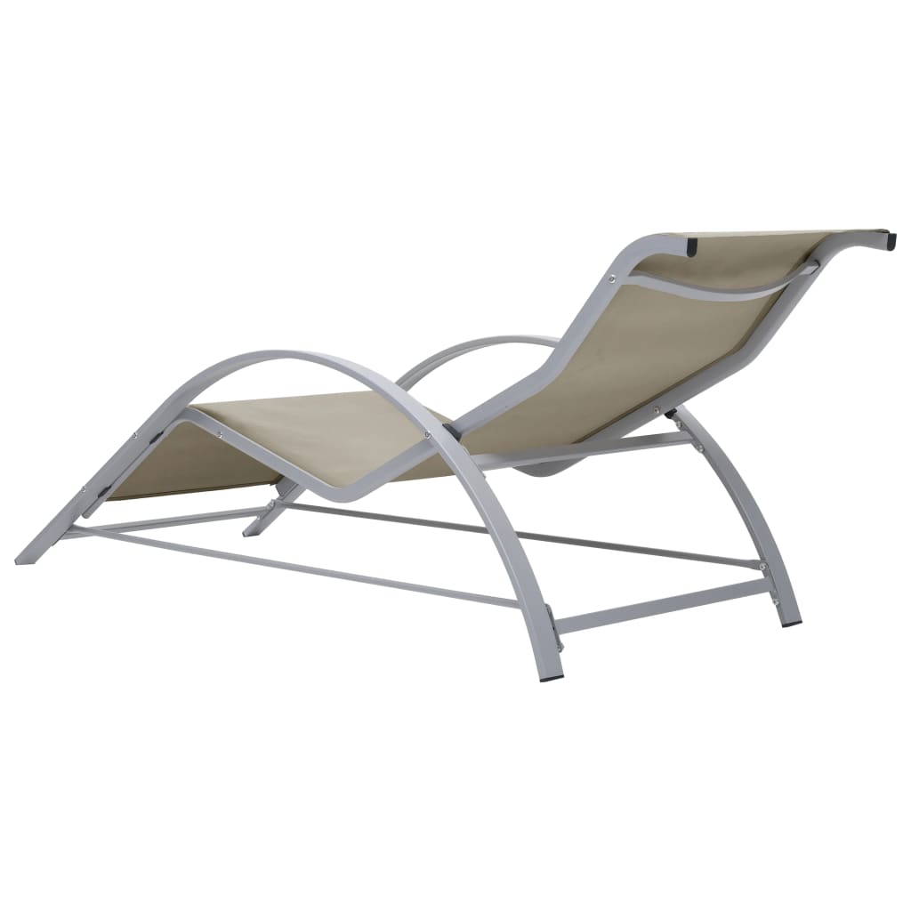 Sun Loungers 2 Pcs With Table Aluminum Cream