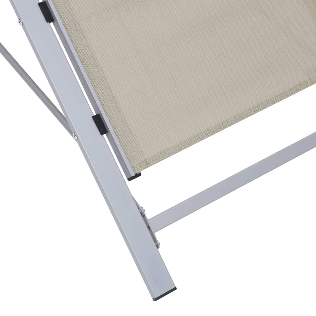 Sun Loungers 2 Pcs With Table Aluminum Cream