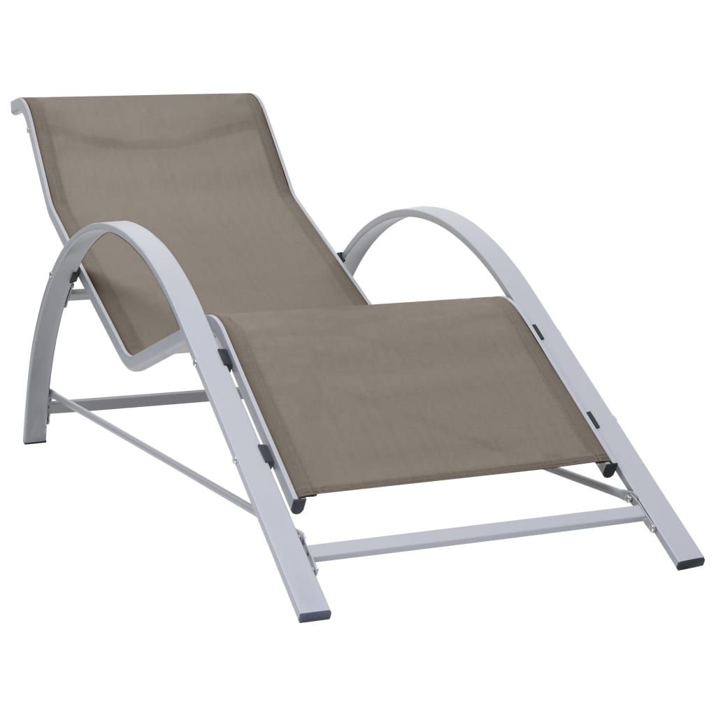 Sun Loungers 2 Pcs With Table Aluminum Taupe