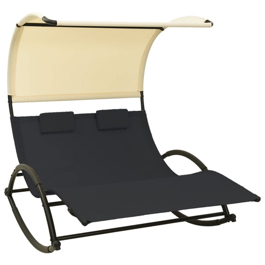 Double Sun Lounger With Canopy Textilene