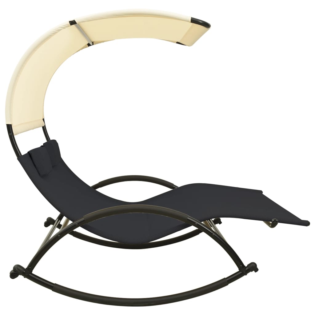 Double Sun Lounger With Canopy Textilene