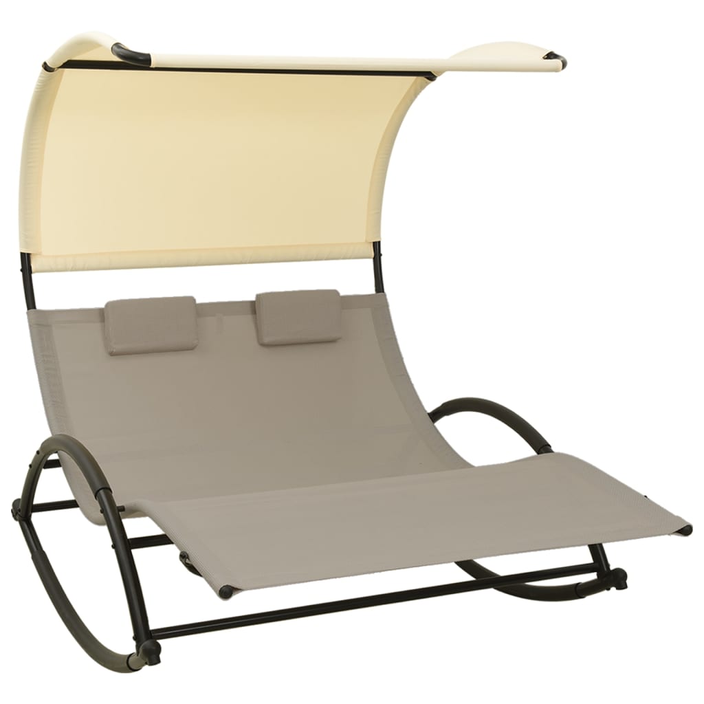 Double Sun Lounger With Canopy Textilene