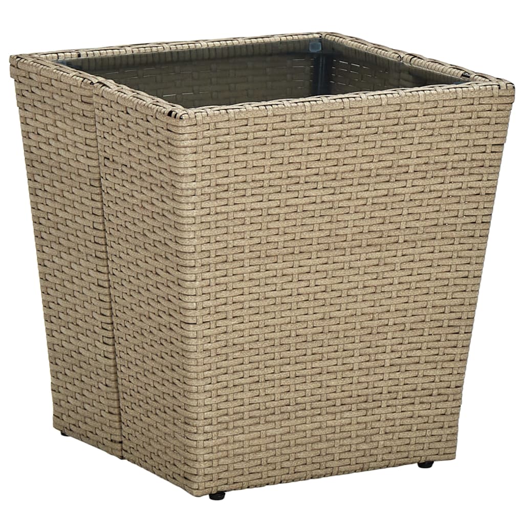 Tea Table 16.3&quot;X16.3&quot;X16.9&quot; Poly Rattan And Tempered