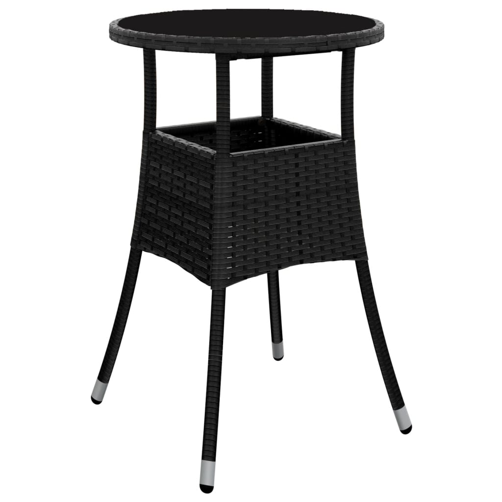 Patio Table Ø23.6&quot;X29.5&quot; Tempered Glass And Poly Rattan