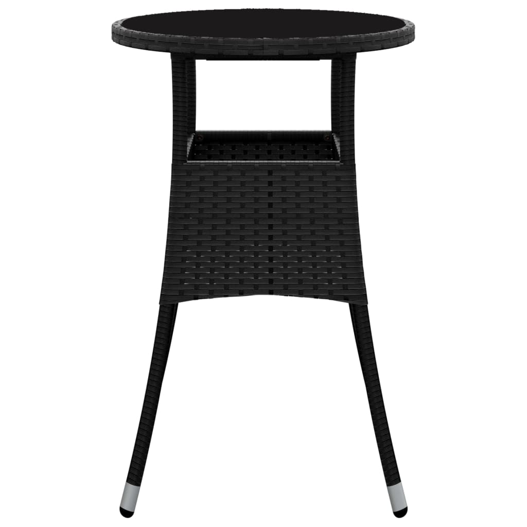 Patio Table Ø23.6&quot;X29.5&quot; Tempered Glass And Poly Rattan