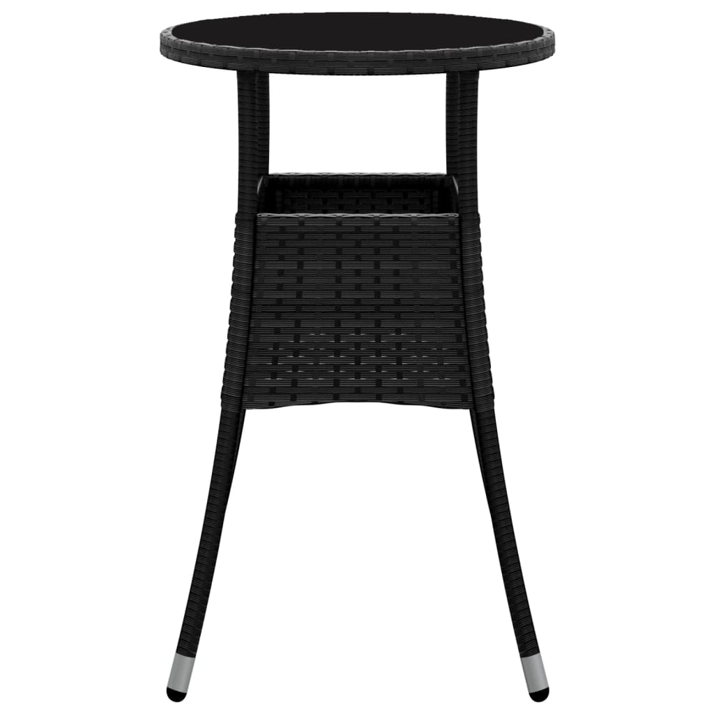 Patio Table Ø23.6&quot;X29.5&quot; Tempered Glass And Poly Rattan