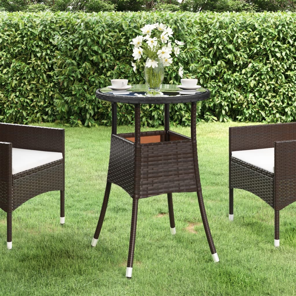 Patio Table Ø23.6&quot;X29.5&quot; Tempered Glass And Poly Rattan