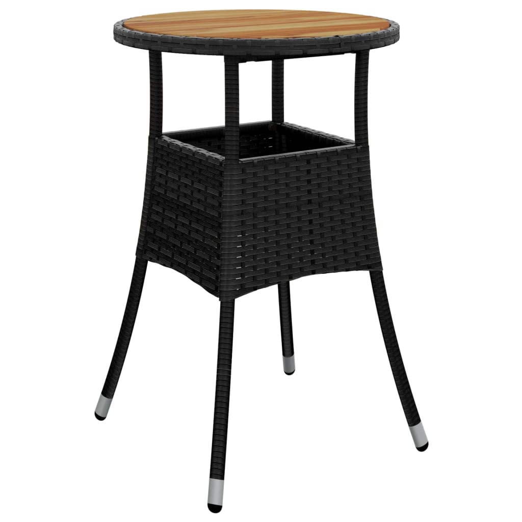 Patio Table Ø23.6&quot;X29.5&quot; Acacia Wood And Poly Rattan