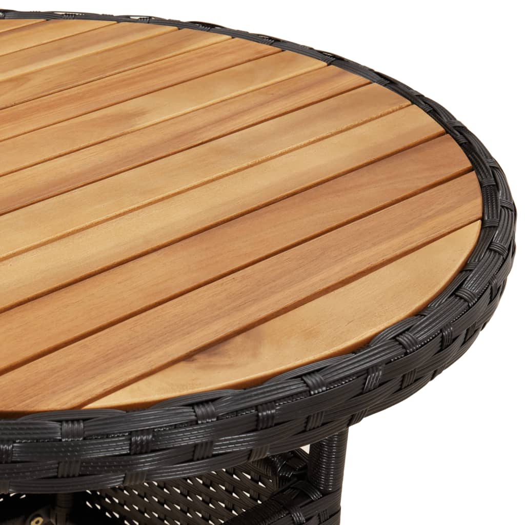 Patio Table Ø23.6&quot;X29.5&quot; Acacia Wood And Poly Rattan