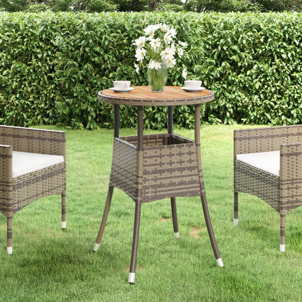 Patio Table Ø23.6&quot;X29.5&quot; Acacia Wood And Poly Rattan