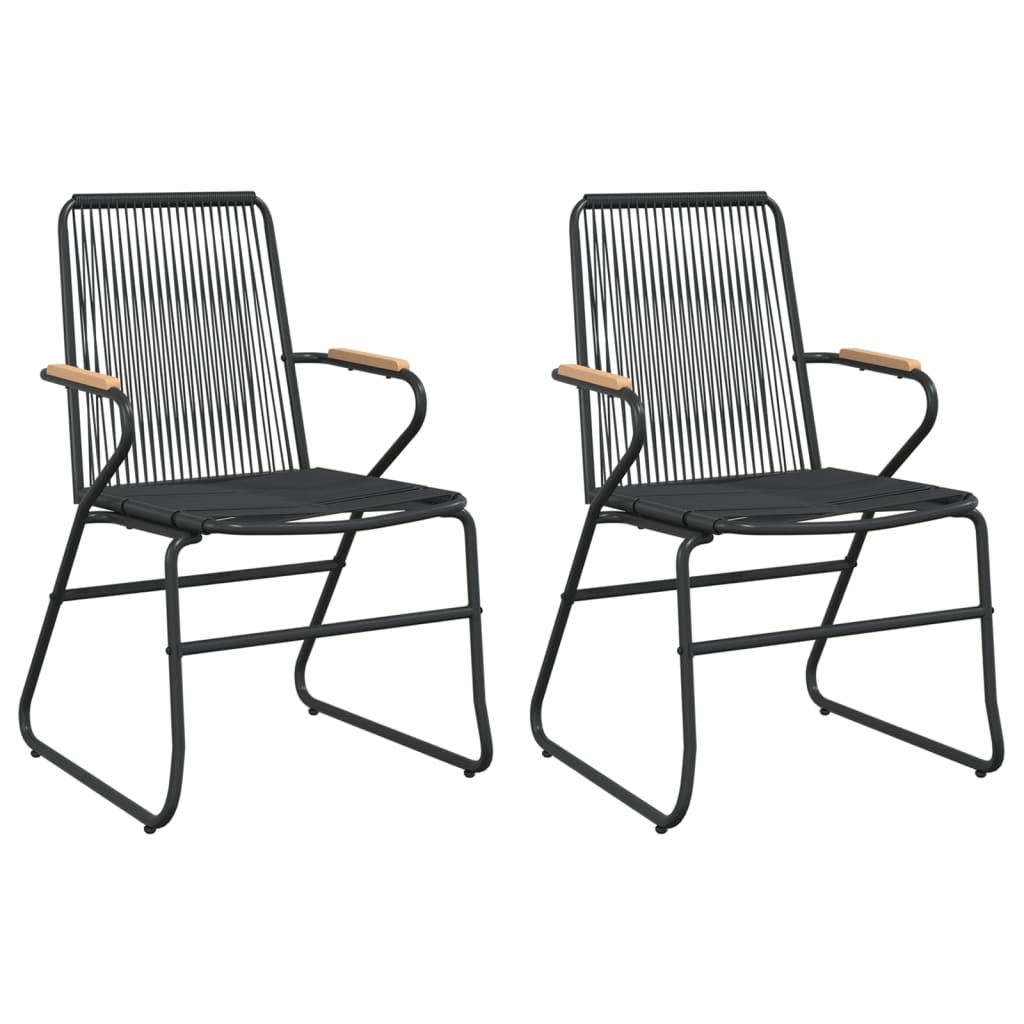 Patio Chairs 2 Pcs Black 22.8&quot;X23.2&quot;X33.7&quot; Pvc Rattan