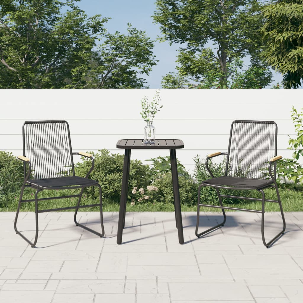 Patio Chairs 2 Pcs Black 22.8&quot;X23.2&quot;X33.7&quot; Pvc Rattan