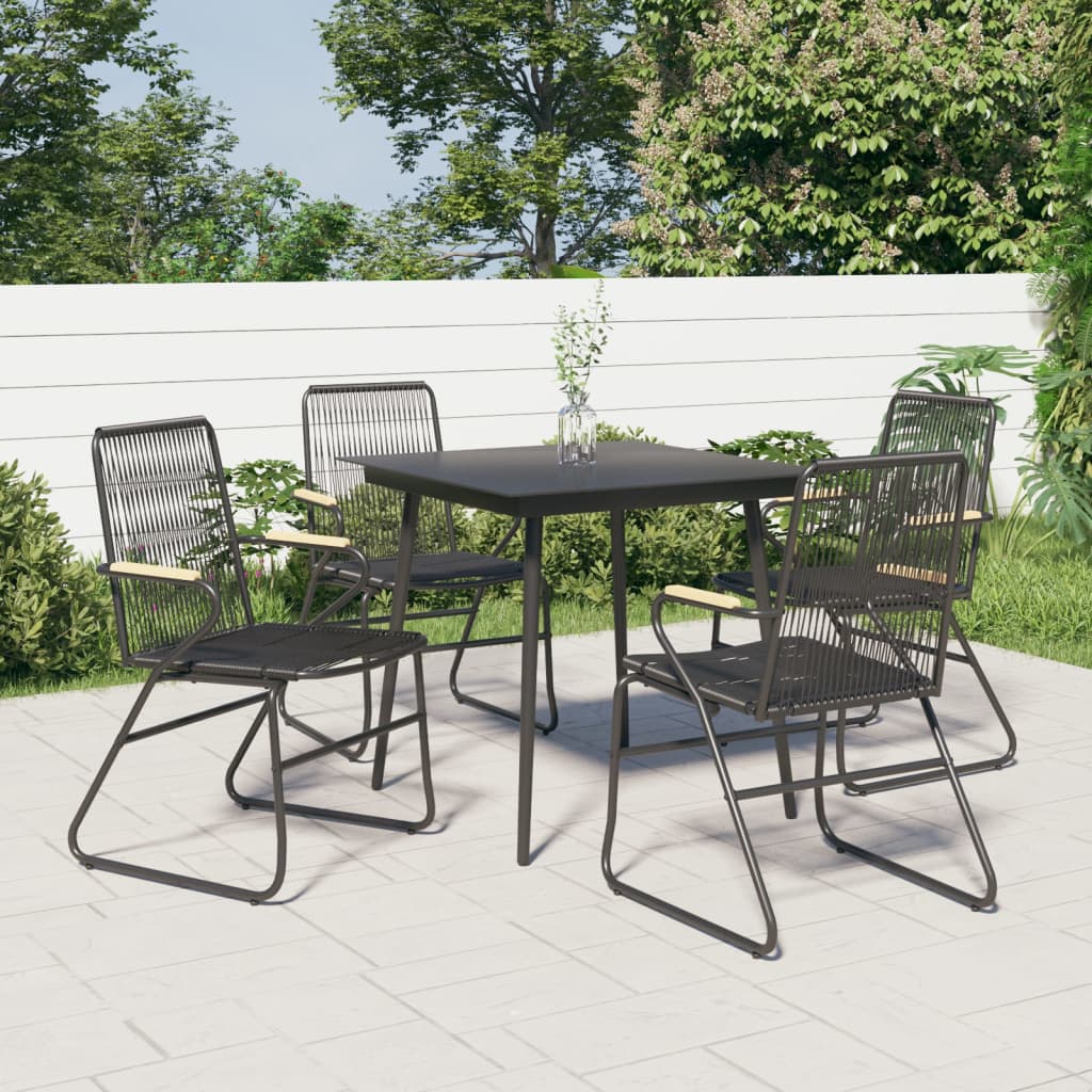 Patio Chairs 4 Pcs Black 22.8&quot;X23.2&quot;X33.7&quot; Pvc Rattan