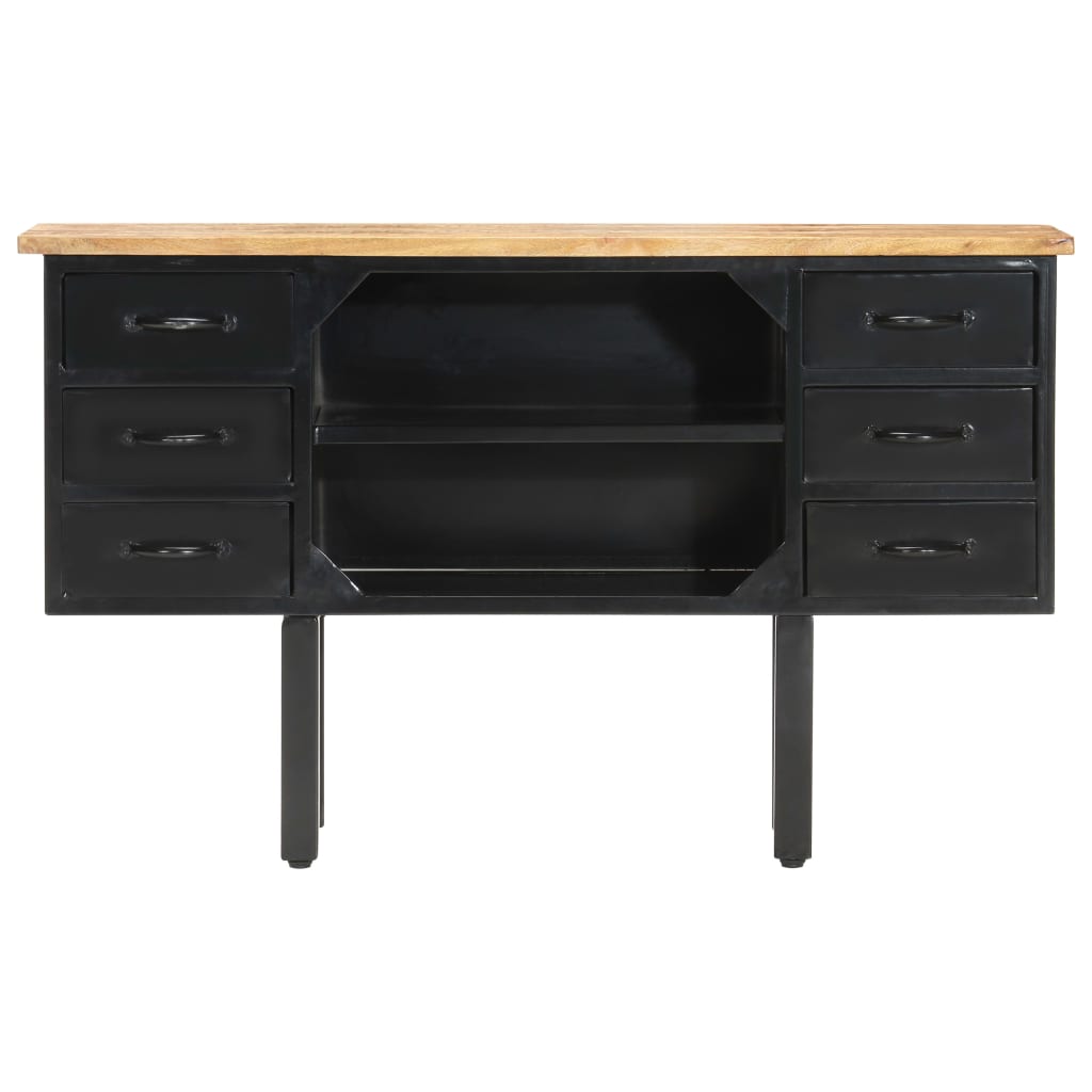 Sideboard 43.3&quot;X11.8&quot;X25.6&quot; Solid Rough Mango Wood And Steel