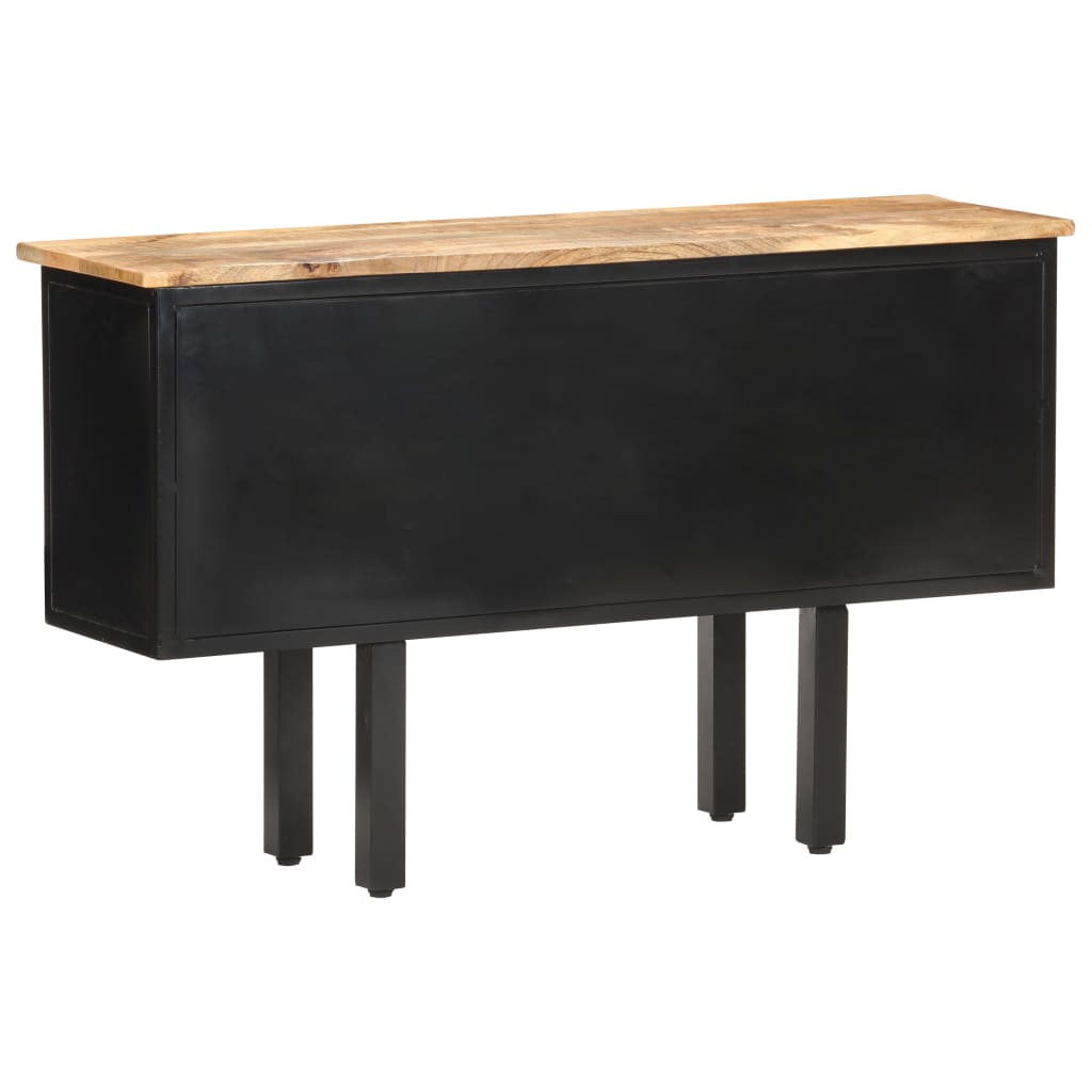 Sideboard 43.3&quot;X11.8&quot;X25.6&quot; Solid Rough Mango Wood And Steel