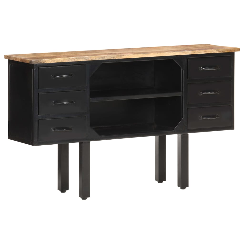 Sideboard 43.3&quot;X11.8&quot;X25.6&quot; Solid Rough Mango Wood And Steel