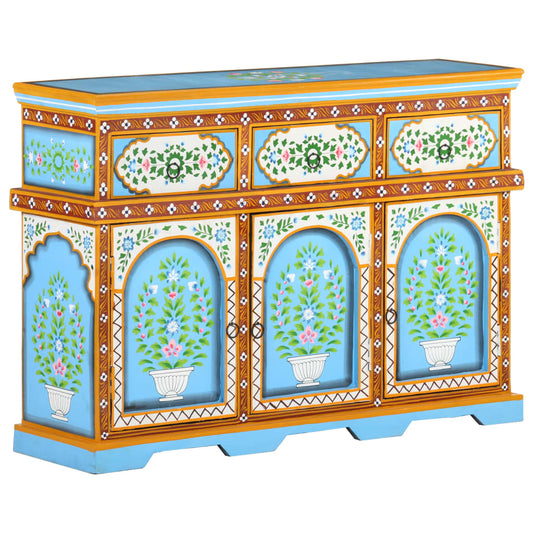 Hand-Painted Sideboard Multicolor 43.3&quot;X11.8&quot;X29.9&quot; Solid Mango Wood