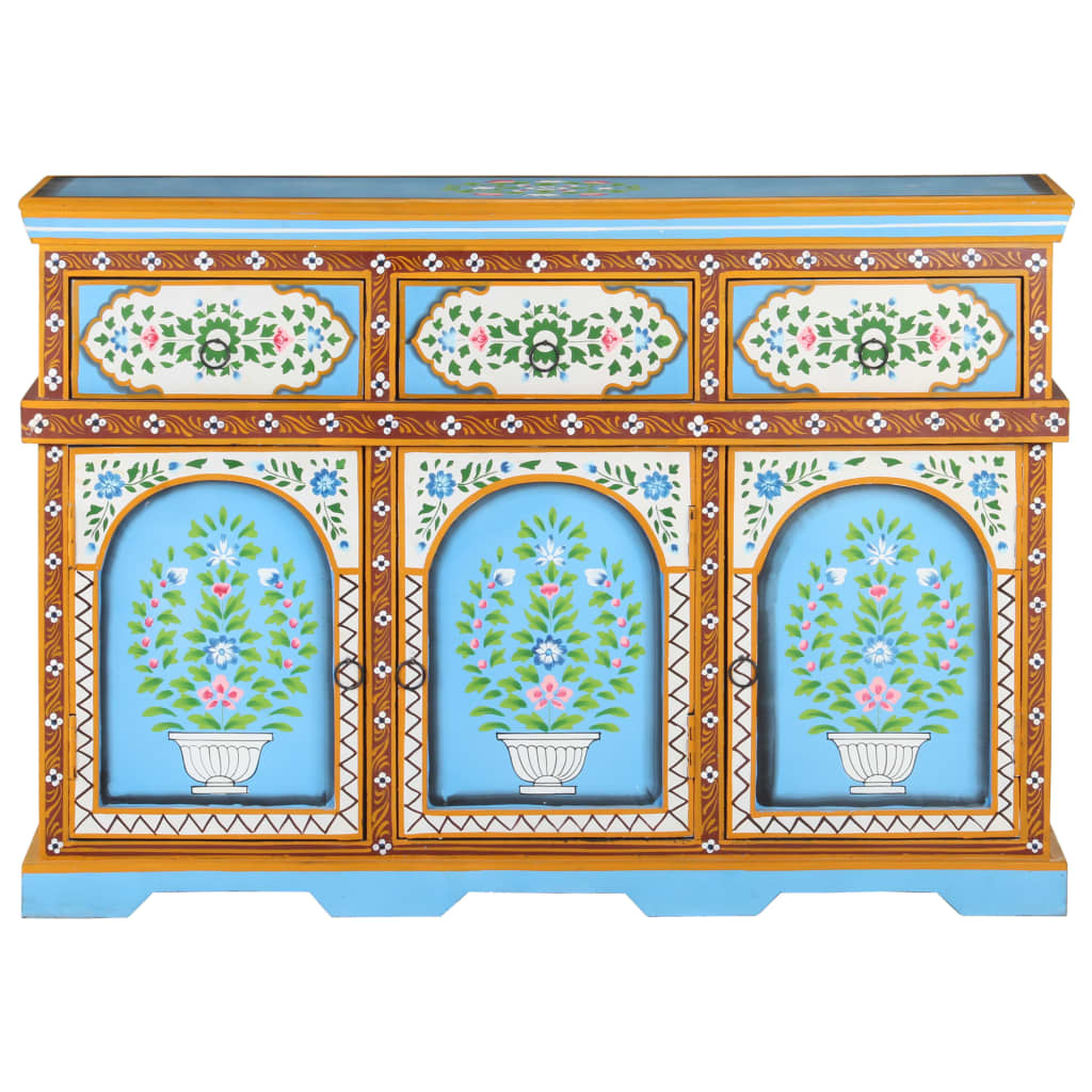 Hand-Painted Sideboard Multicolor 43.3&quot;X11.8&quot;X29.9&quot; Solid Mango Wood