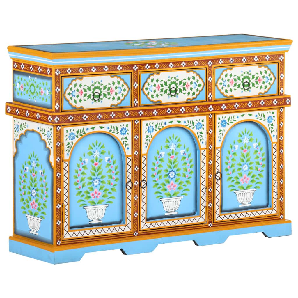 Hand-Painted Sideboard Multicolor 43.3&quot;X11.8&quot;X29.9&quot; Solid Mango Wood