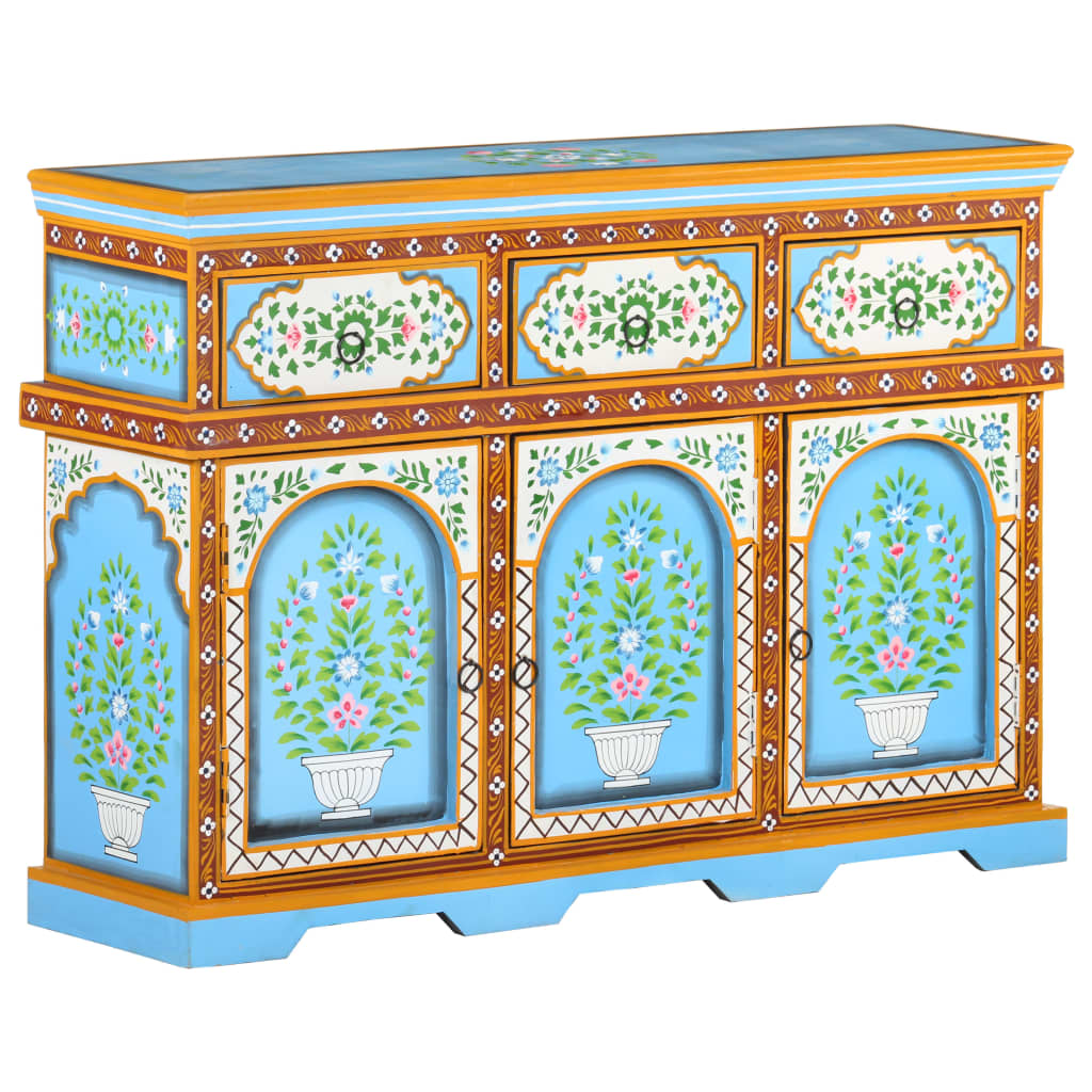 Hand-Painted Sideboard Multicolor 43.3&quot;X11.8&quot;X29.9&quot; Solid Mango Wood