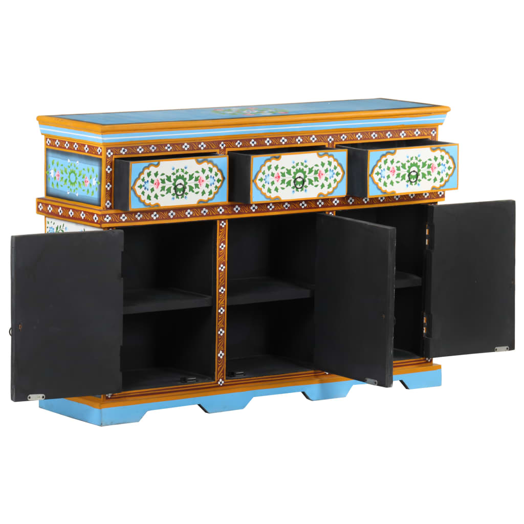 Hand-Painted Sideboard Multicolor 43.3&quot;X11.8&quot;X29.9&quot; Solid Mango Wood