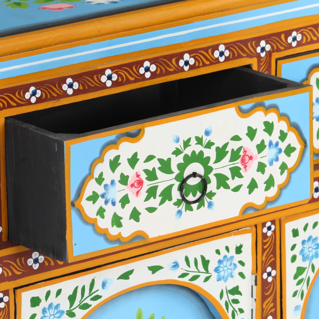 Hand-Painted Sideboard Multicolor 43.3&quot;X11.8&quot;X29.9&quot; Solid Mango Wood