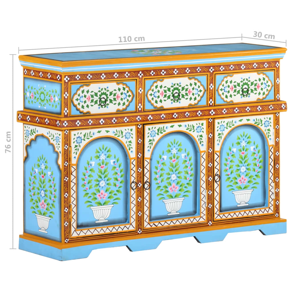 Hand-Painted Sideboard Multicolor 43.3&quot;X11.8&quot;X29.9&quot; Solid Mango Wood