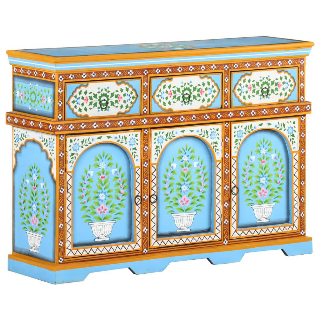 Hand-Painted Sideboard Multicolor 43.3&quot;X11.8&quot;X29.9&quot; Solid Mango Wood