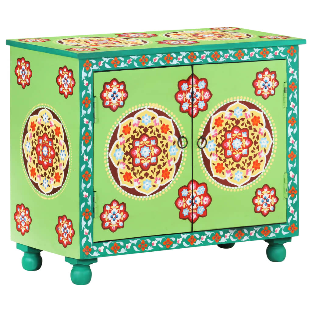 Hand Painted Sideboard Multicolor 27.6&quot;X13.8&quot;X23.6&quot; Solid Mango Wood