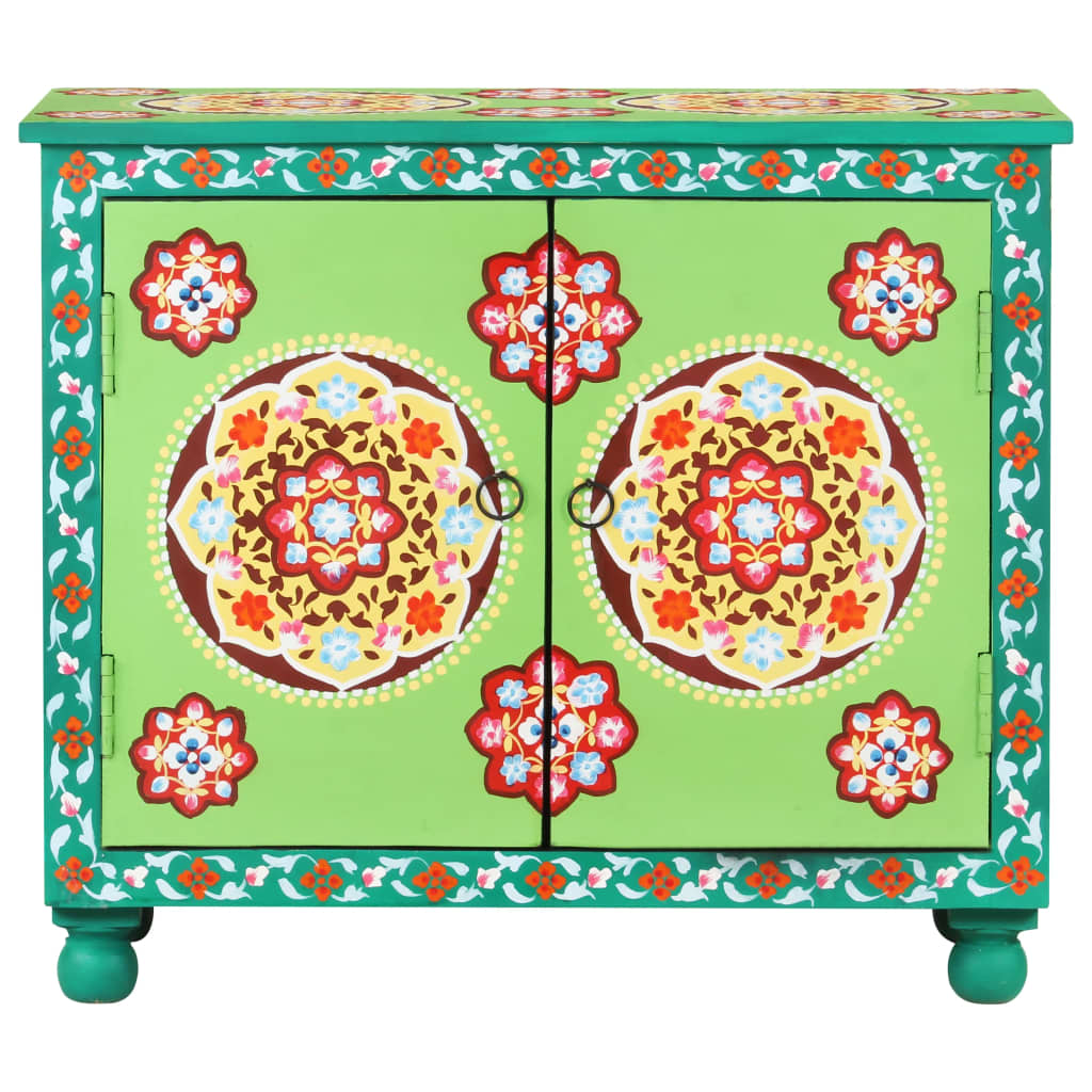 Hand Painted Sideboard Multicolor 27.6&quot;X13.8&quot;X23.6&quot; Solid Mango Wood