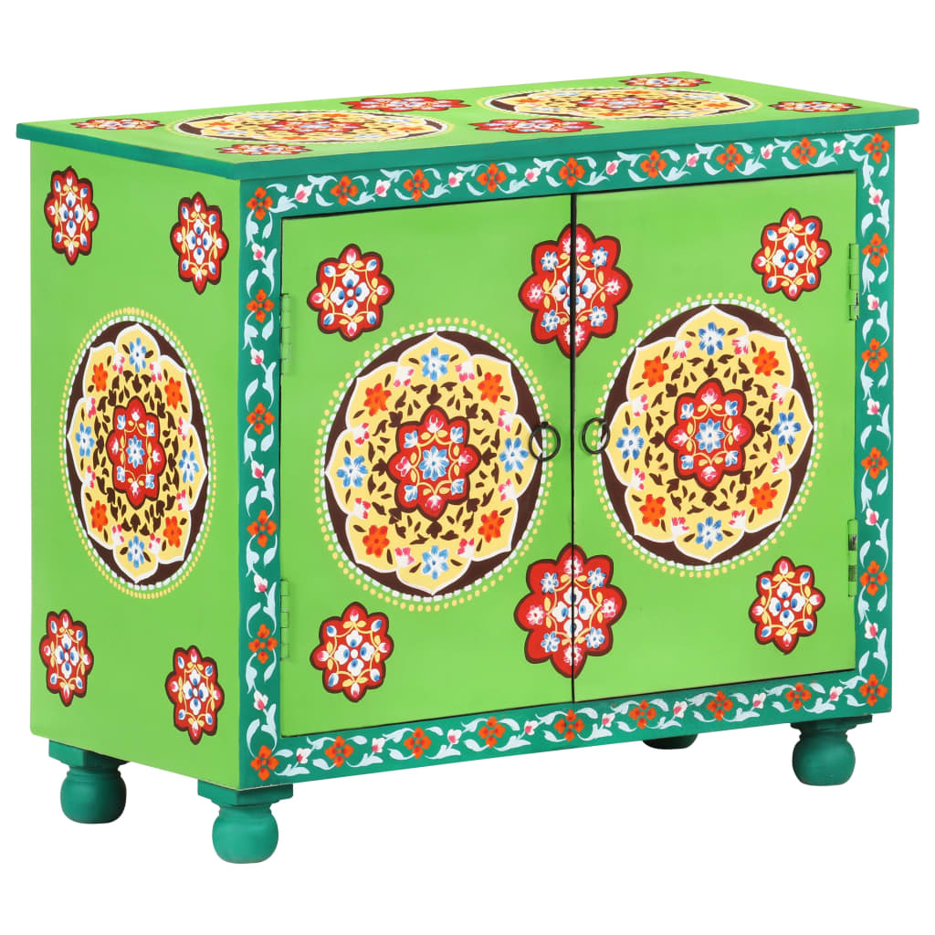 Hand Painted Sideboard Multicolor 27.6&quot;X13.8&quot;X23.6&quot; Solid Mango Wood