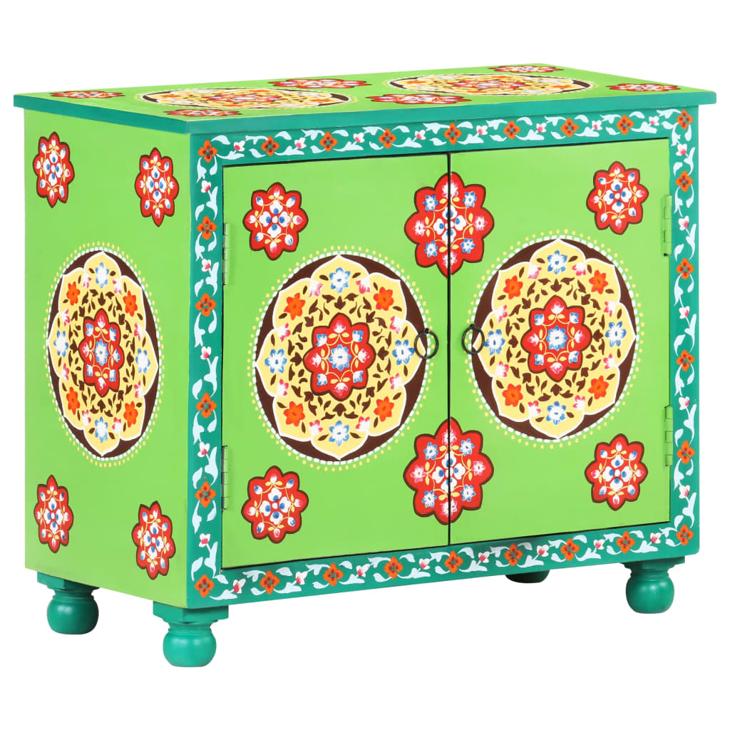 Hand Painted Sideboard Multicolor 27.6&quot;X13.8&quot;X23.6&quot; Solid Mango Wood