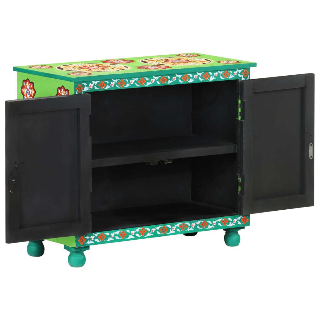 Hand Painted Sideboard Multicolor 27.6&quot;X13.8&quot;X23.6&quot; Solid Mango Wood