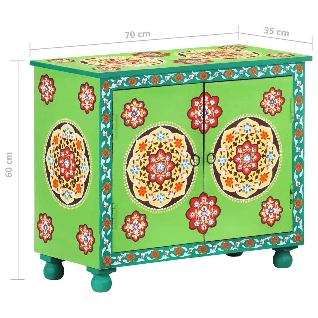 Hand Painted Sideboard Multicolor 27.6&quot;X13.8&quot;X23.6&quot; Solid Mango Wood